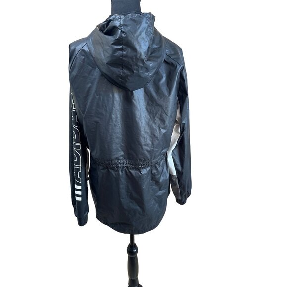Adidas Outline Legend Ink Windbreaker Black Lightweight Hooded Jacket Size L - Picture 6 of 16